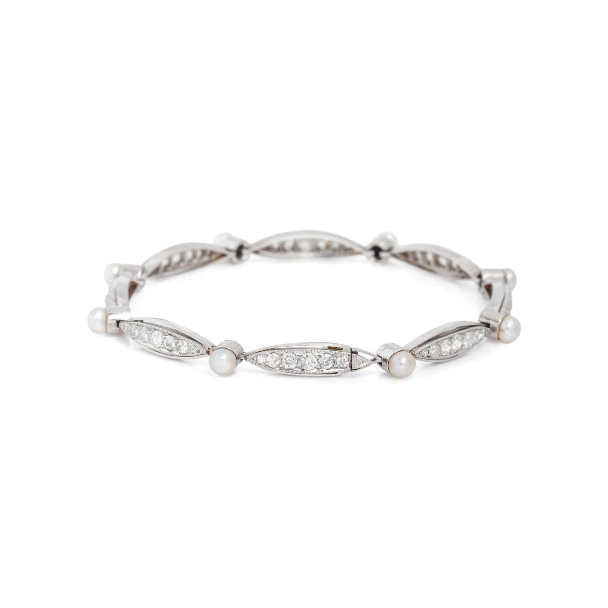 ANTIQUE, DIAMOND AND PEARL BRACELET