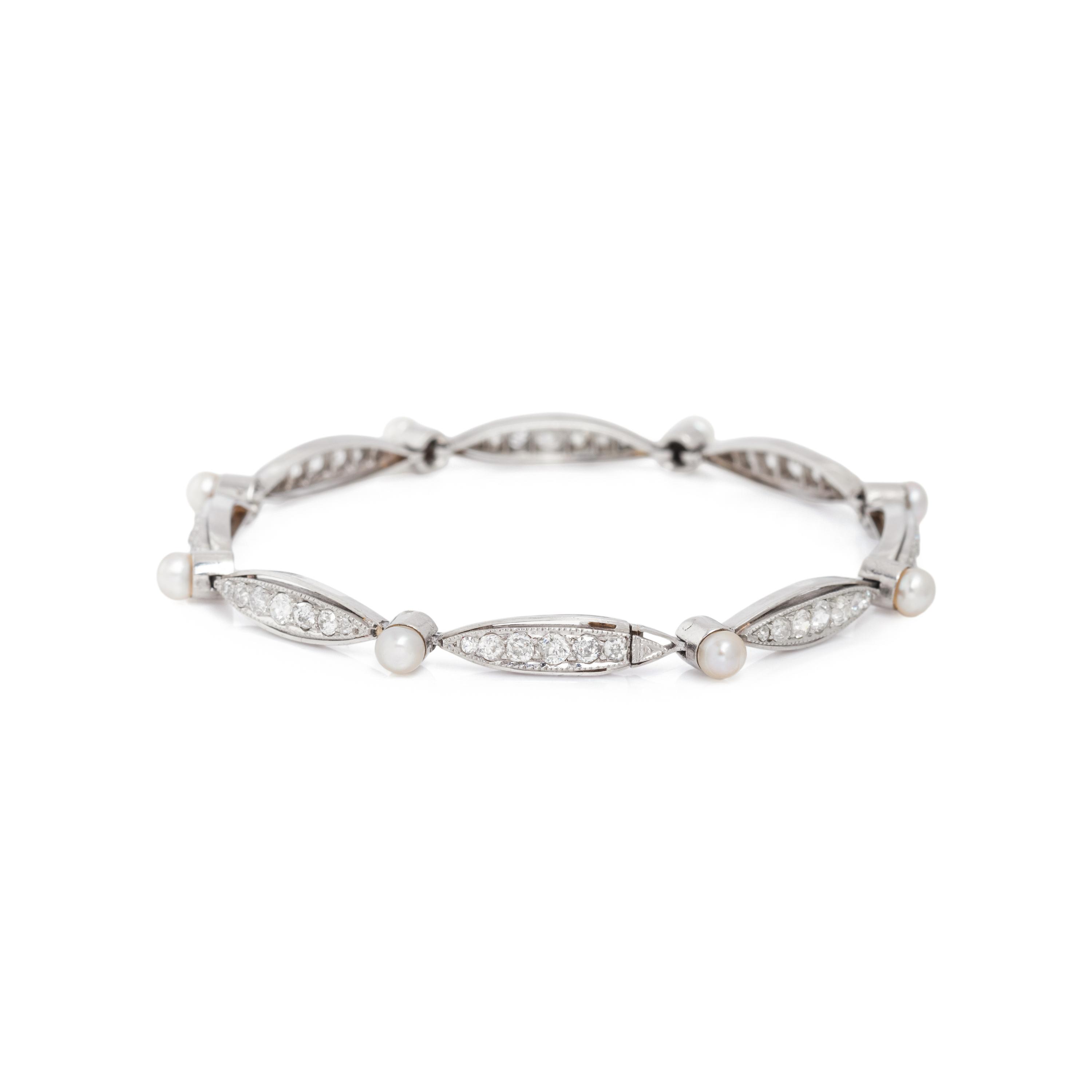 ANTIQUE, DIAMOND AND PEARL BRACELET