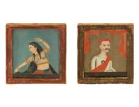 A Pair of Indian Reverse Paintings on Glass