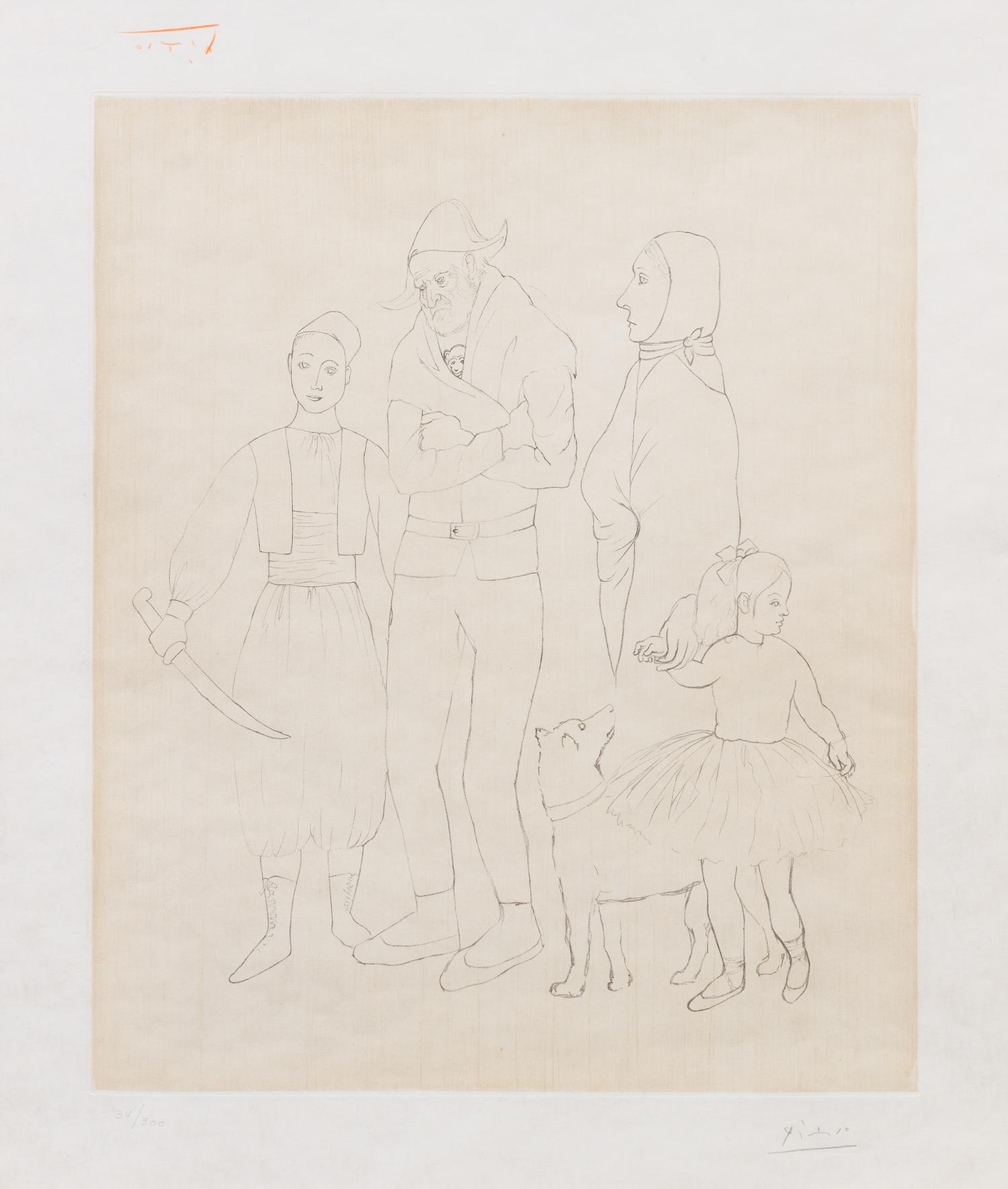Pablo Picasso, (Spanish, 1881-1973), Famille des Saltimbanques,1904