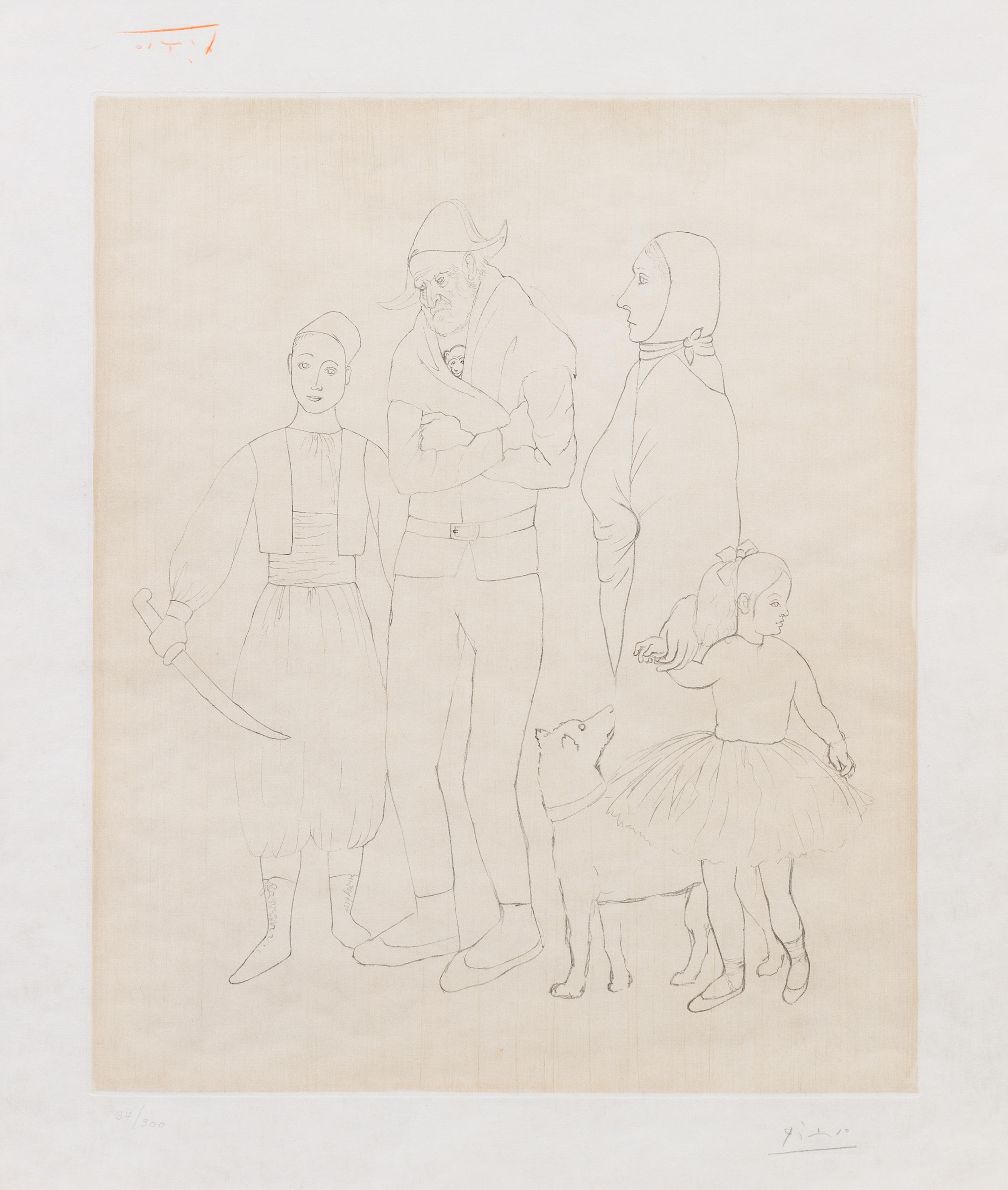 Pablo Picasso, (Spanish, 1881-1973), Famille des Saltimbanques,1904