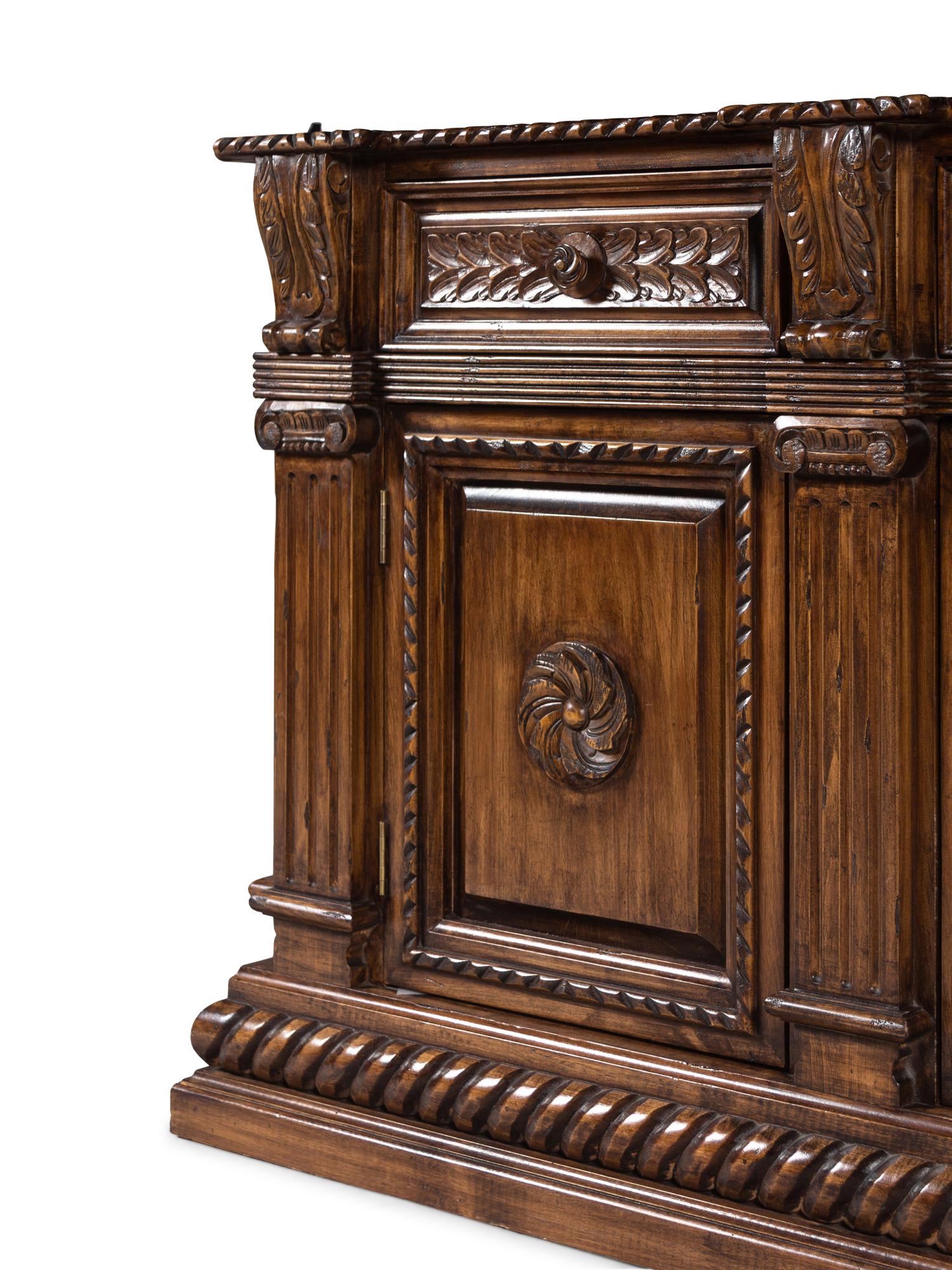 An Italian Baroque Style Walnut Serving Cabinet