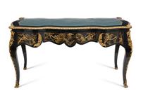 A Louis XV Style Gilt Metal Mounted Black and Gilt-Japanned Bureau Plat