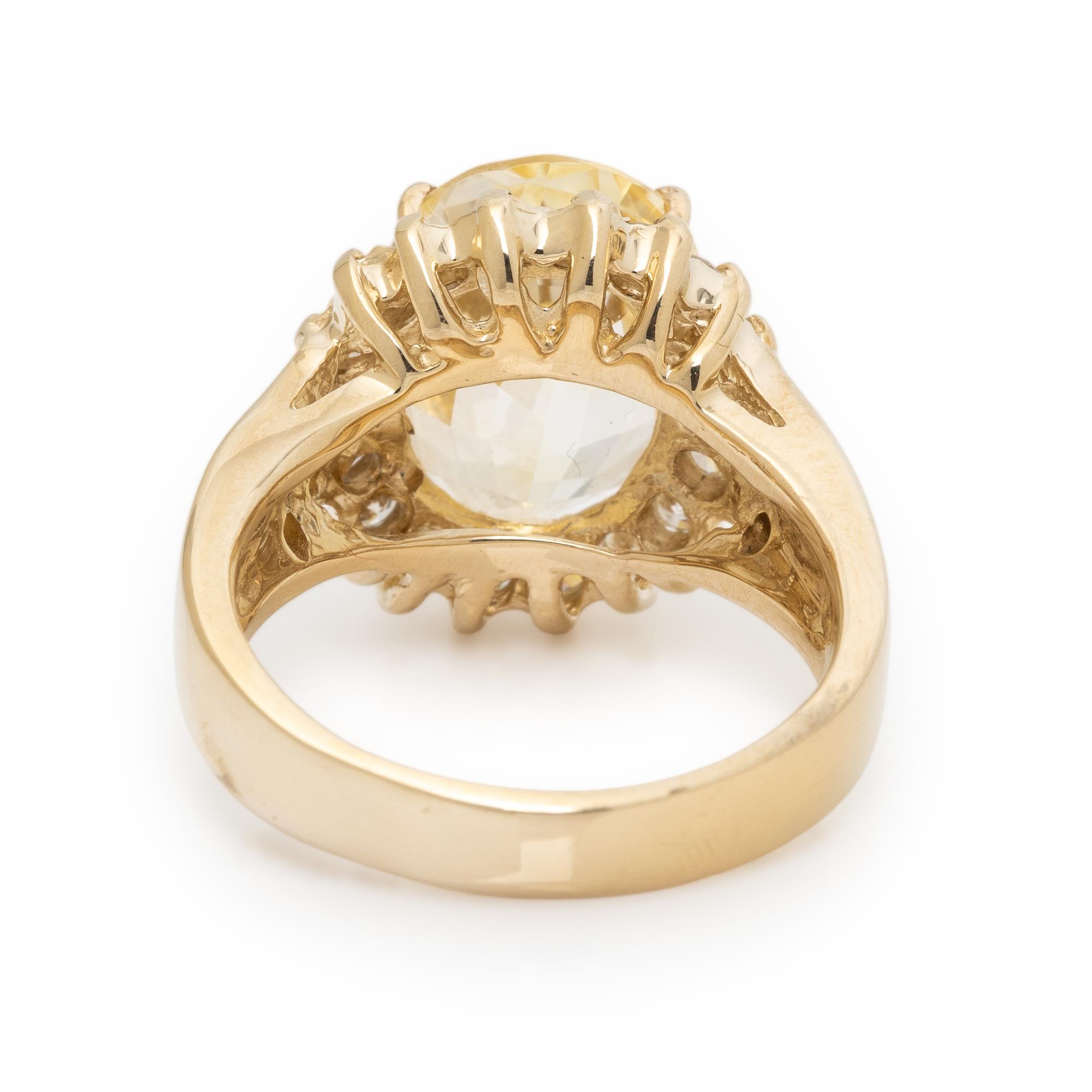 Ceylon, Yellow Sapphire, Diamond, and Yellow Gold Ring