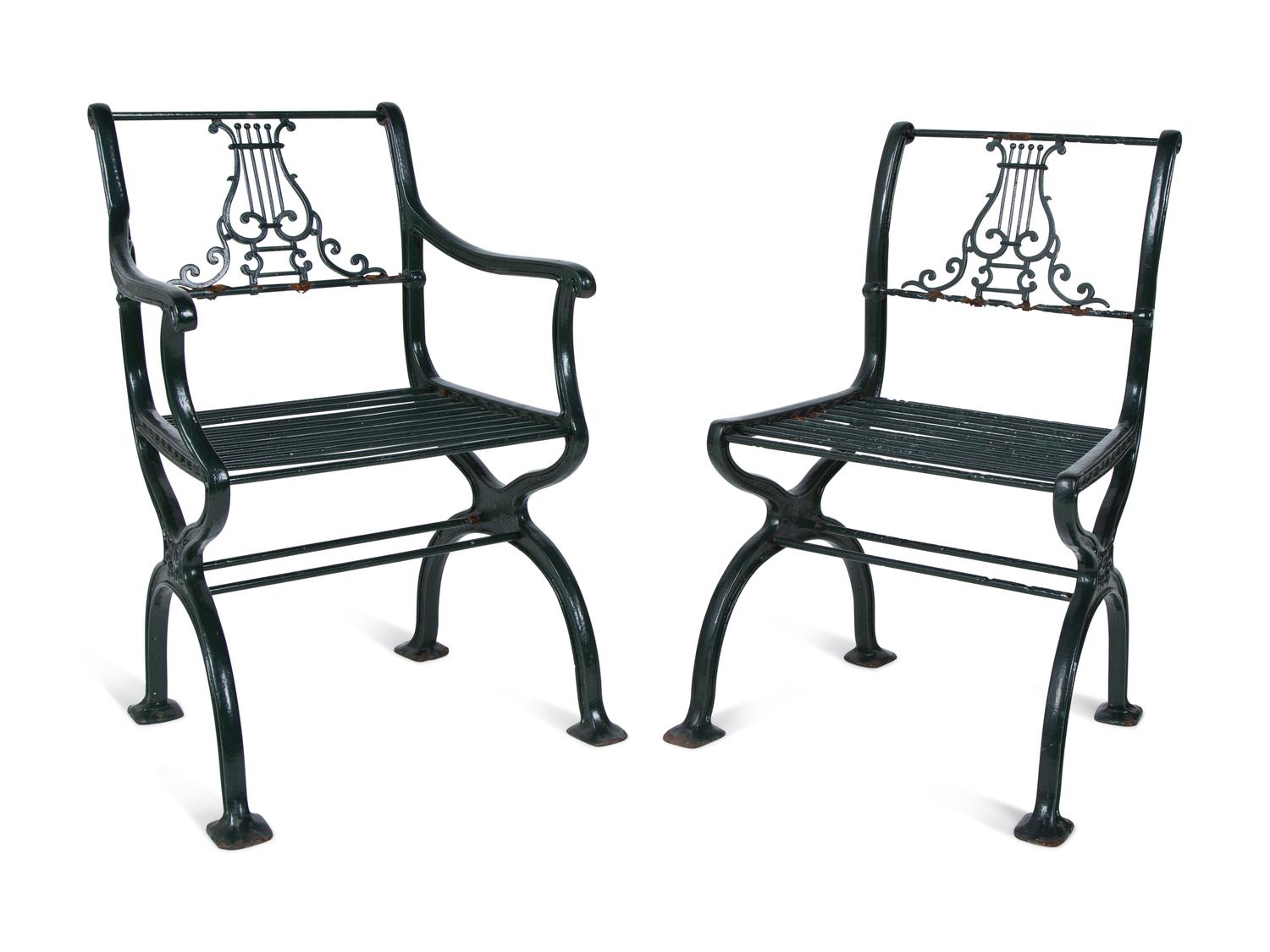An English Cast Iron Six-Piece Garden Suite — EARLY 20TH CENTURY