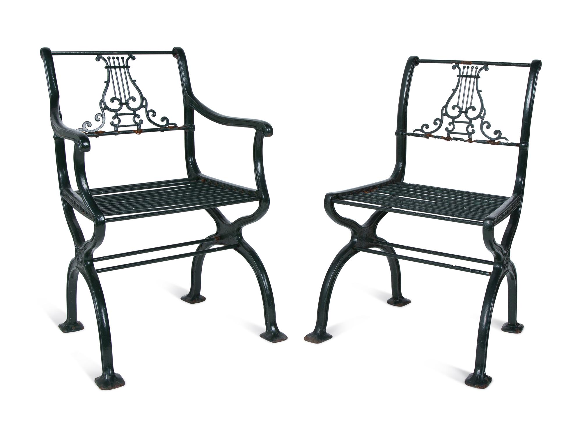 An English Cast Iron Six-Piece Garden Suite — EARLY 20TH CENTURY
