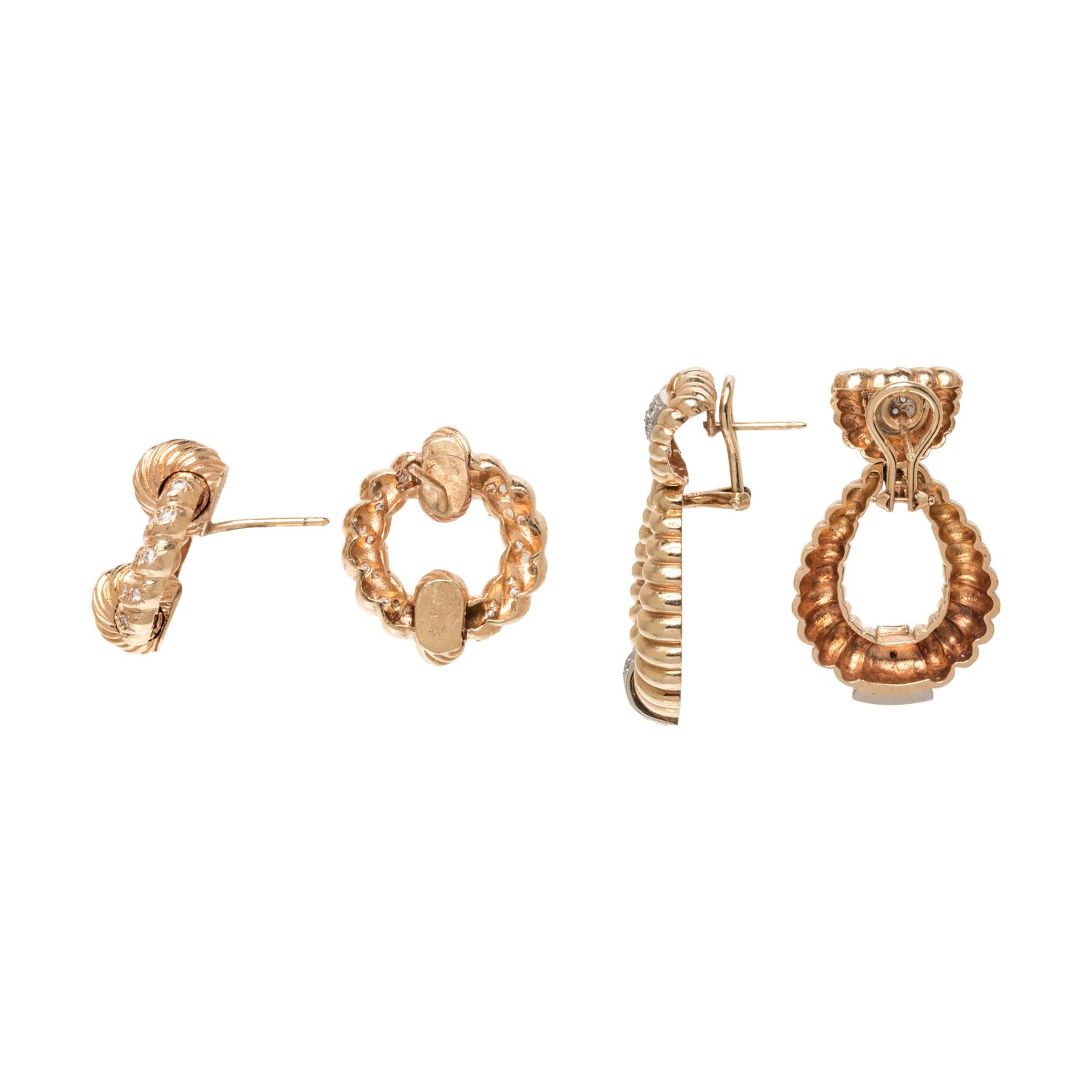 COLLECTION OF YELLOW GOLD AND DIAMOND EARRINGS