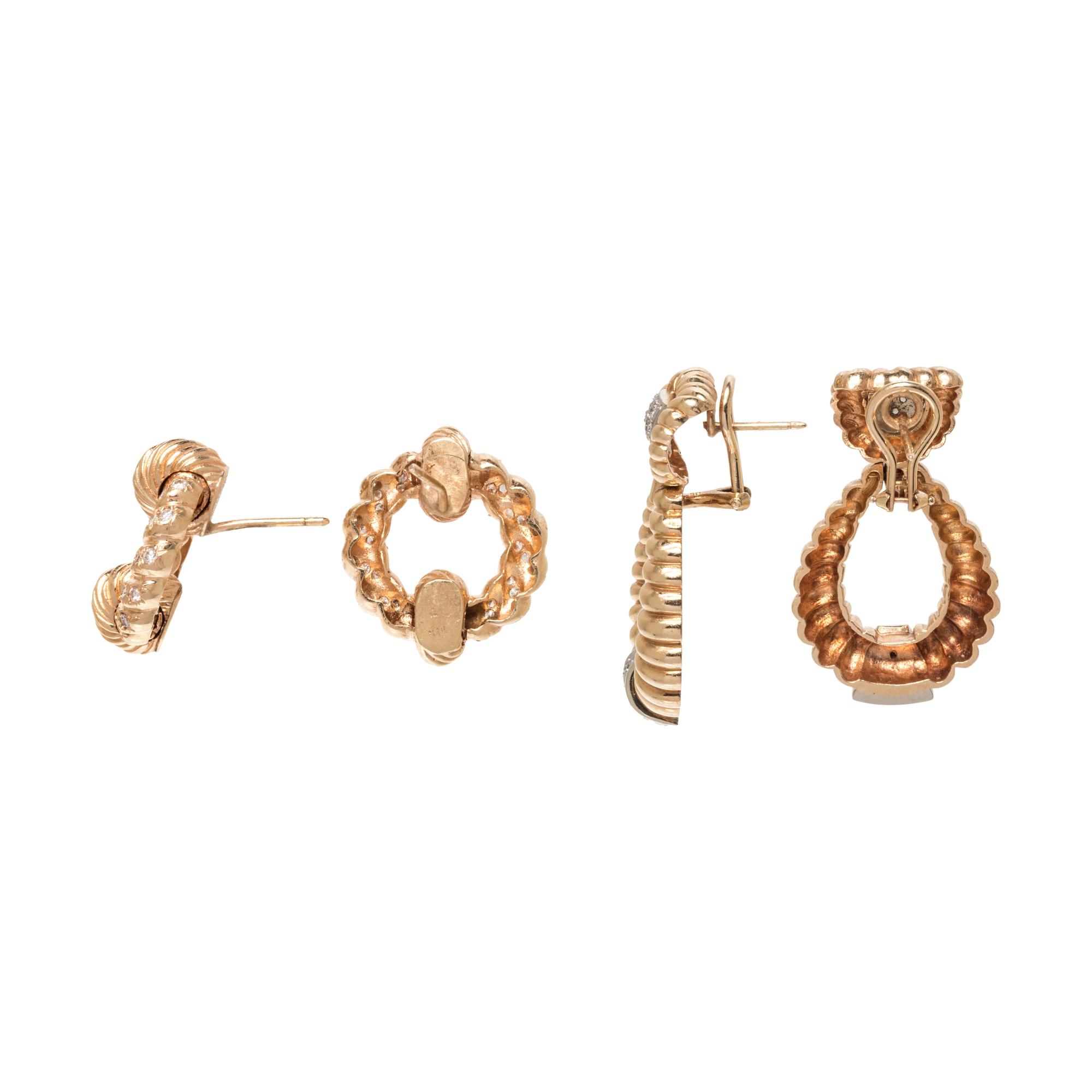COLLECTION OF YELLOW GOLD AND DIAMOND EARRINGS