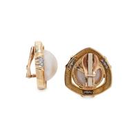 CULTURED MABE PEARL AND DIAMOND EARCLIPS