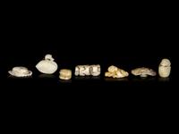 Seven Chinese Celadon Jade Carvings of Animals