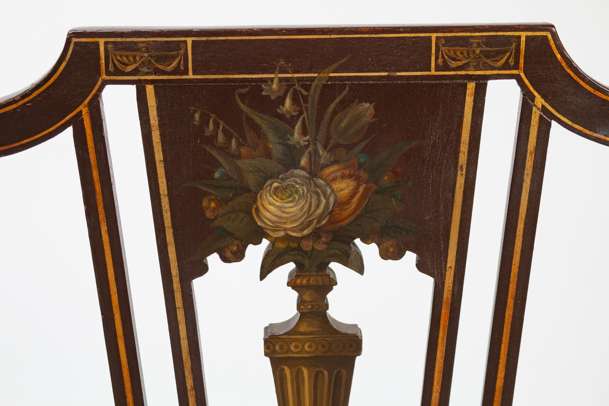 A George III Style Caned and Painted Quadruple Chairback Settee — 19TH CENTURY