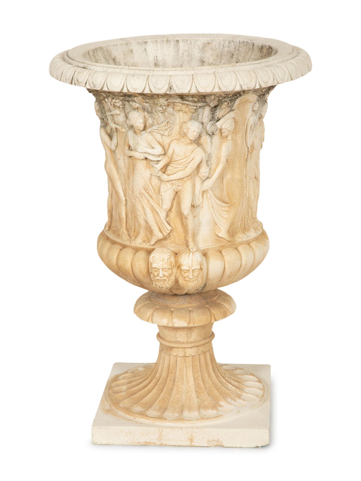 A Pair of Cast Stone Campana Urns