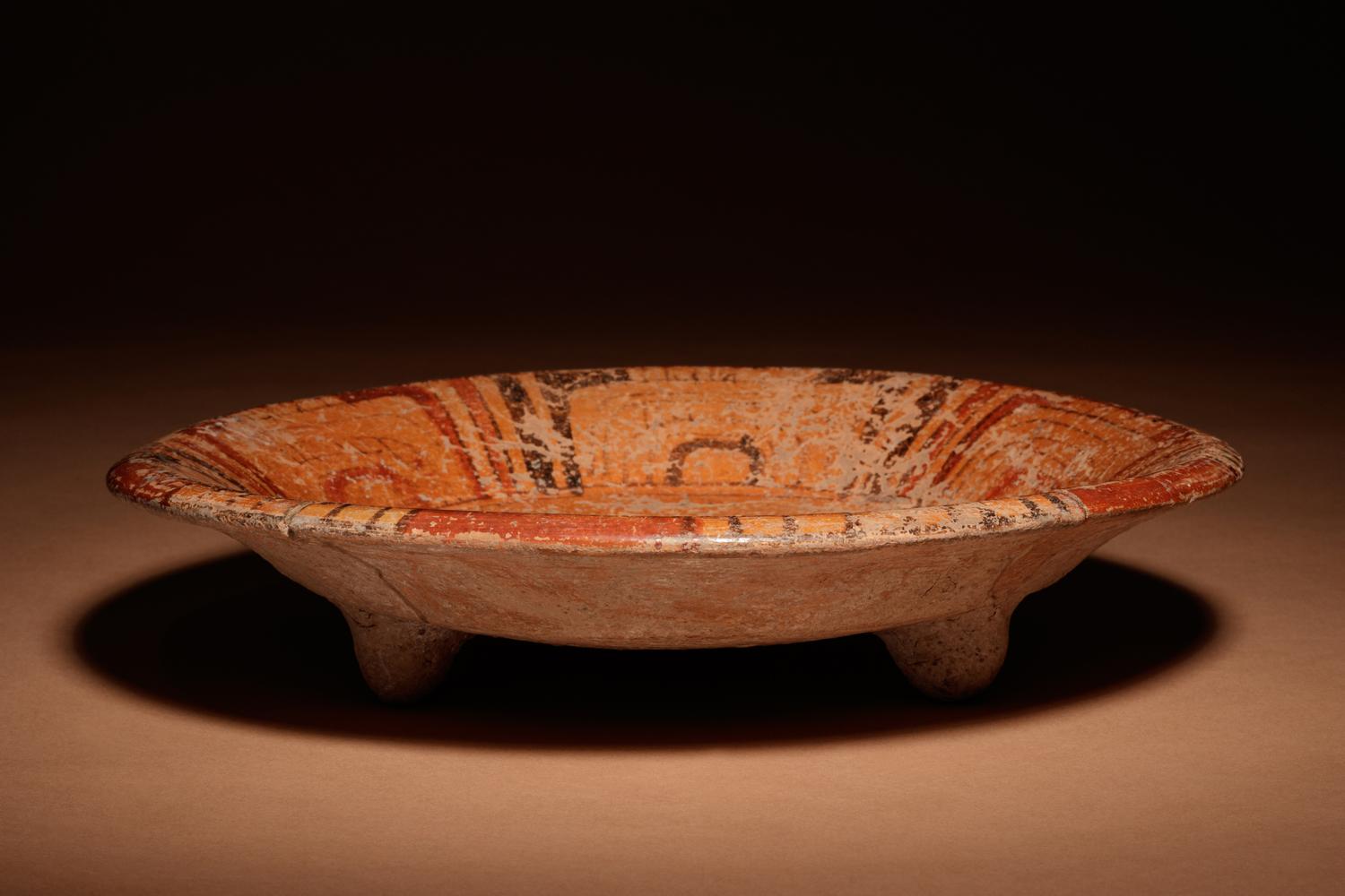 A Maya Polychrome Terracotta Tripod Plate