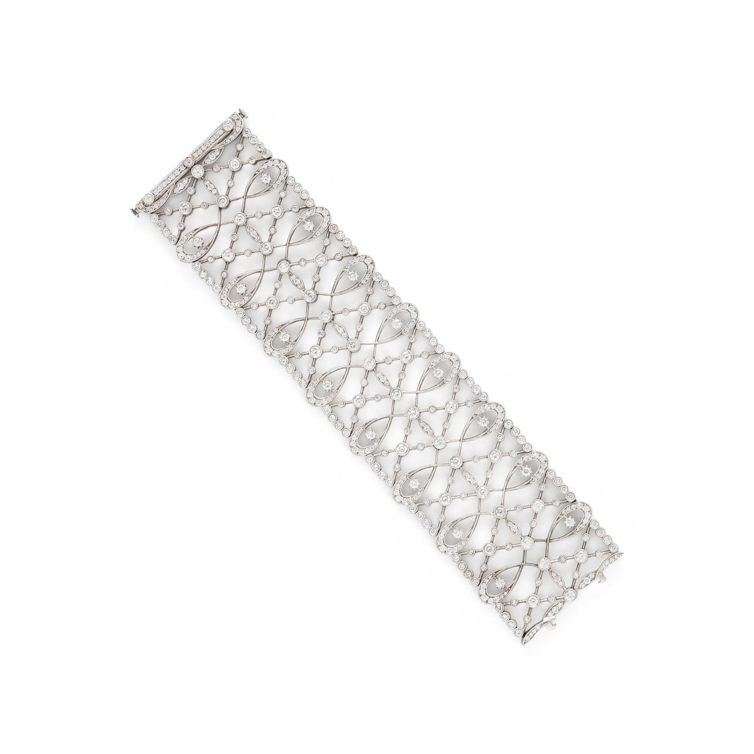 WIDE WHITE GOLD AND DIAMOND BRACELET
