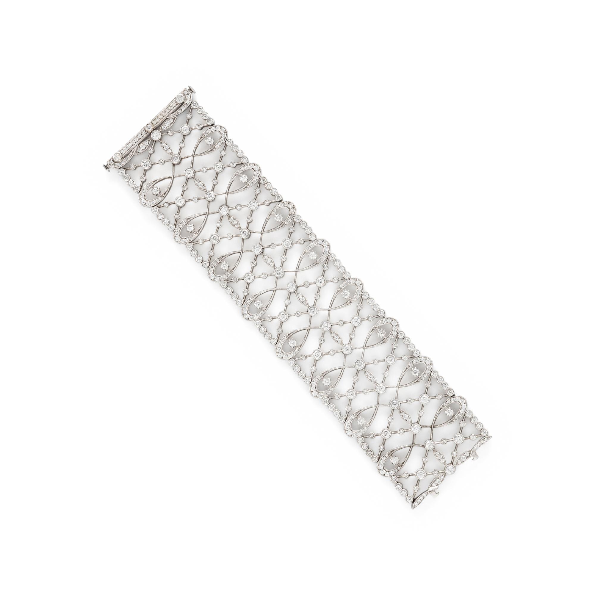 WIDE WHITE GOLD AND DIAMOND BRACELET