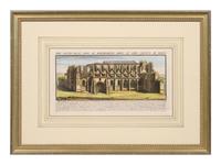 A Set of Eight English Architectural Engravings with Hand-Coloring