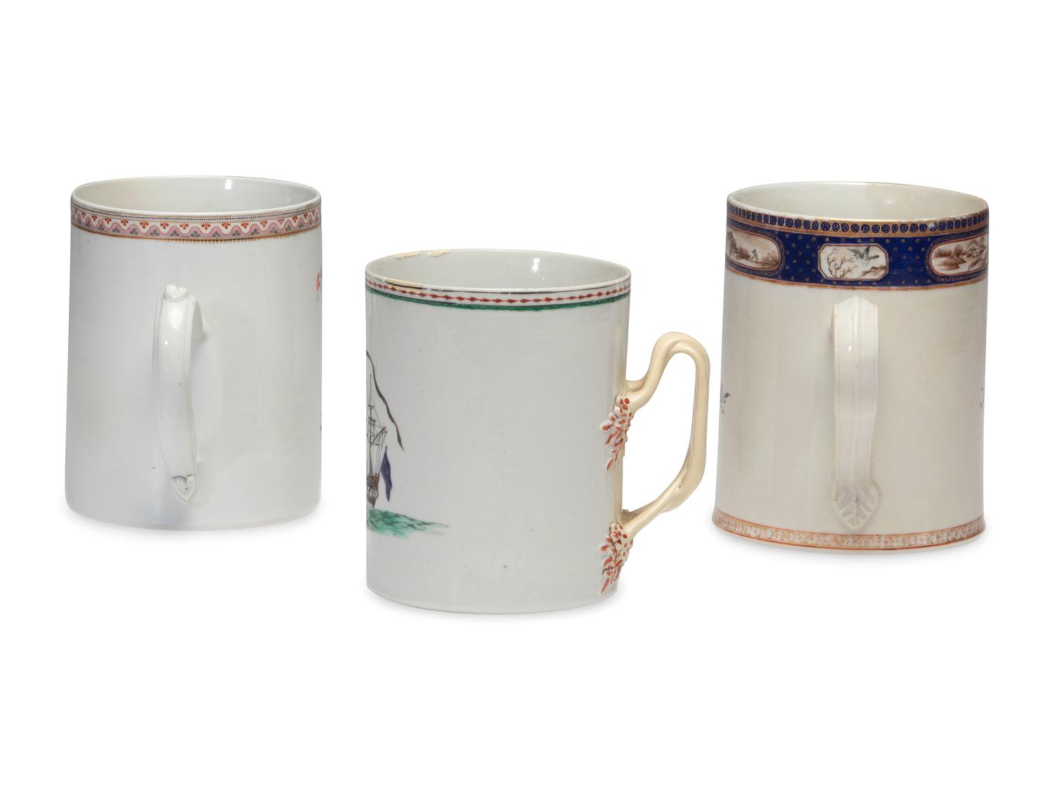 Three Chinese Export Porcelain Mugs