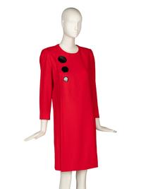 Pierre Cardin Haute Couture Red Dress with Vinyl Accents