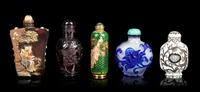 Five Chinese Snuff Bottles Height of tallest 3 3/4 inches. — 20TH CENTURY