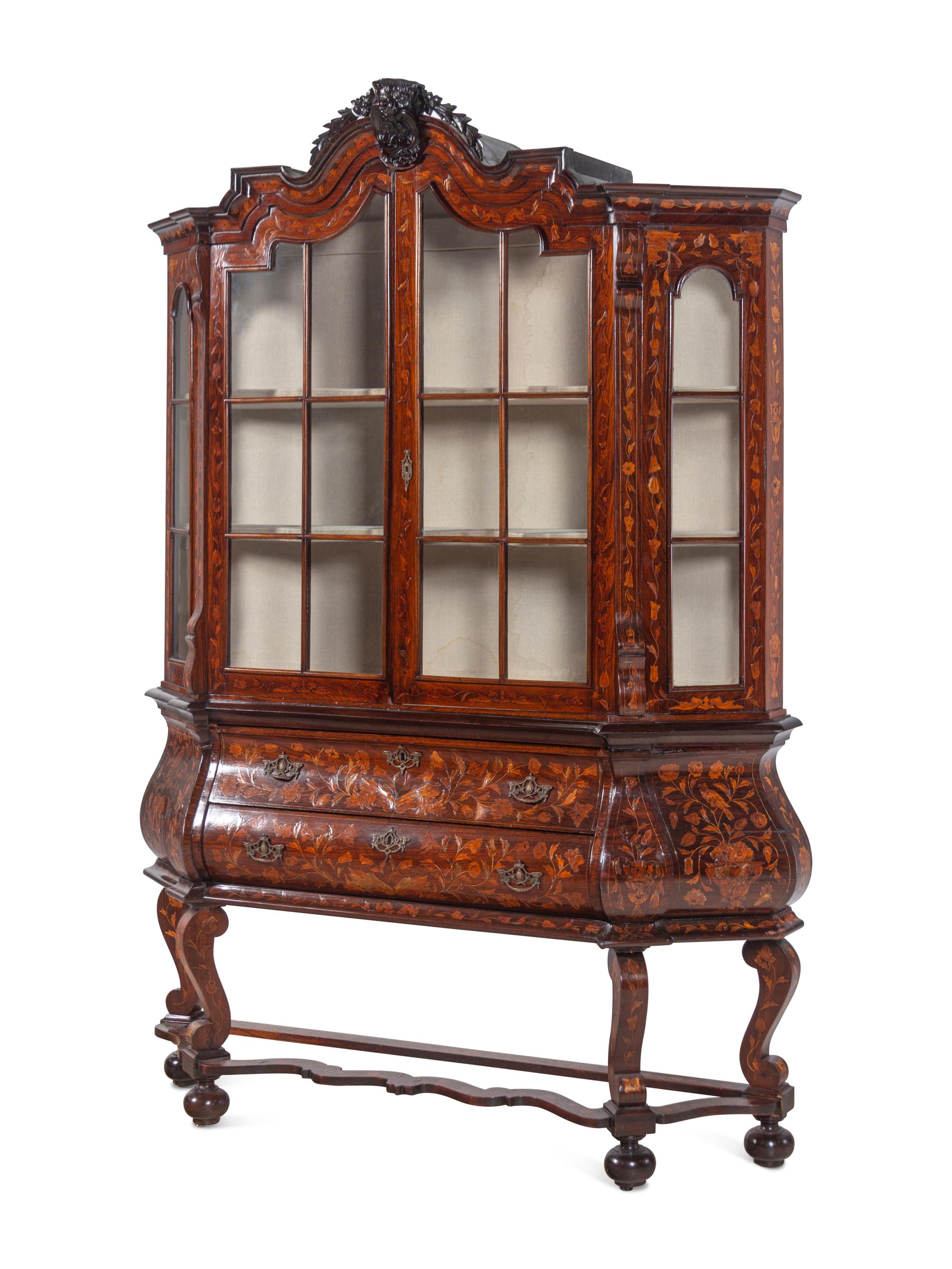 A Dutch Marquetry Cabinet on Stand