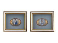A Pair of French Hand Painted Oval Portrait Placques