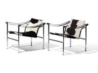 Pair of Ponyskin LC1 Basculant Chairs Cassina, Italy
