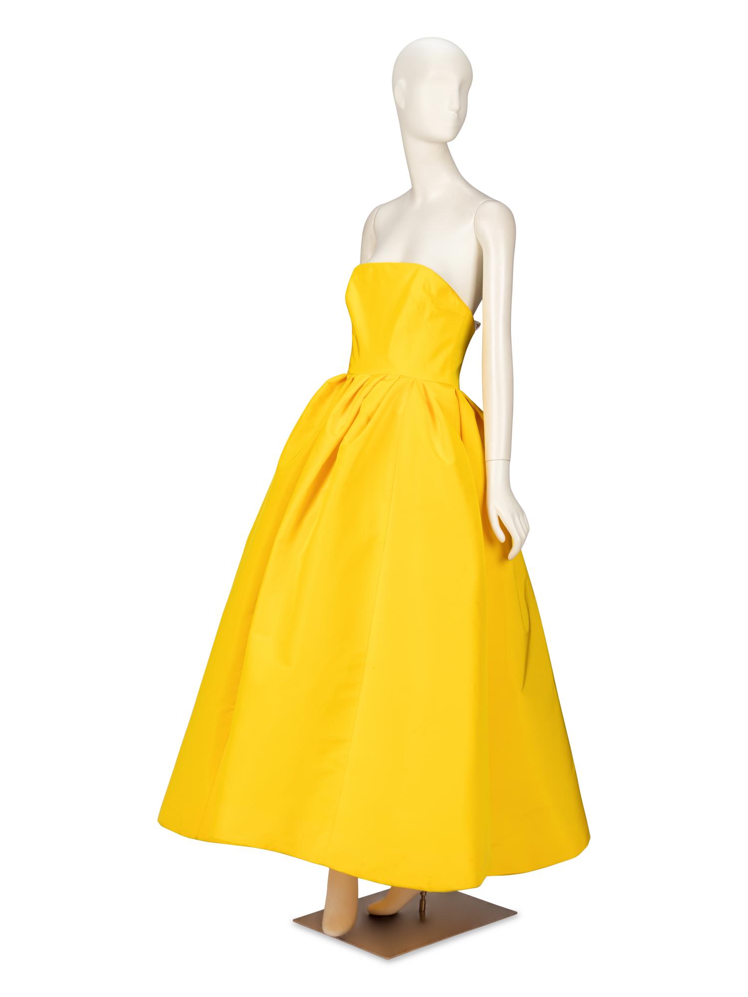 Carolina Herrera Yellow Silk-Faille Midi Dress