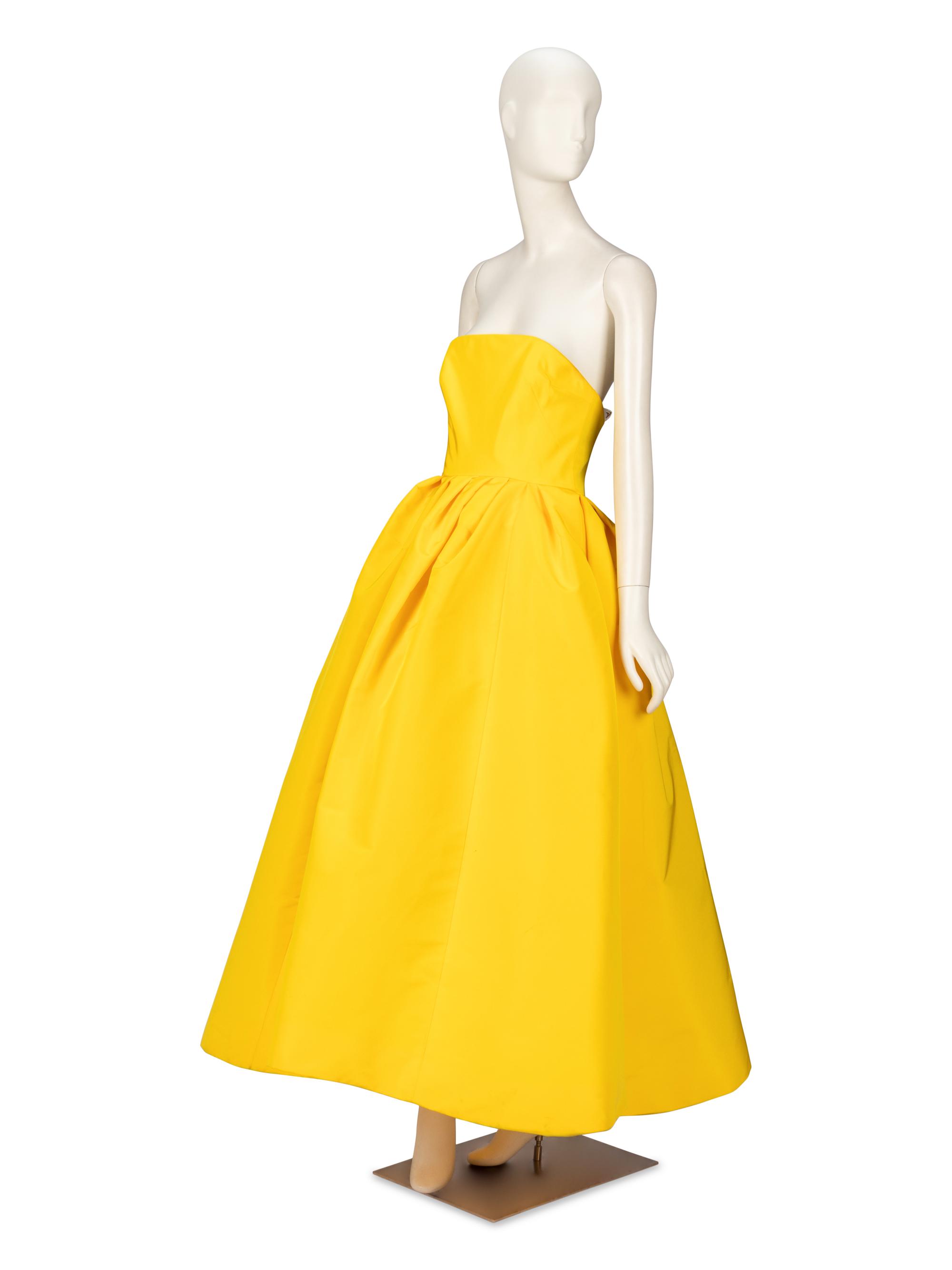 Carolina Herrera Yellow Silk-Faille Midi Dress