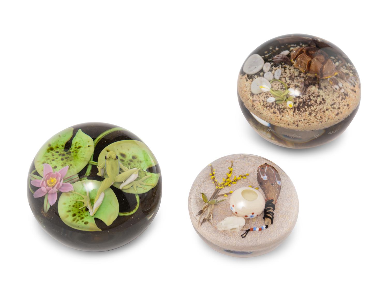 Collection of Three Paperweights, c. 1994-97