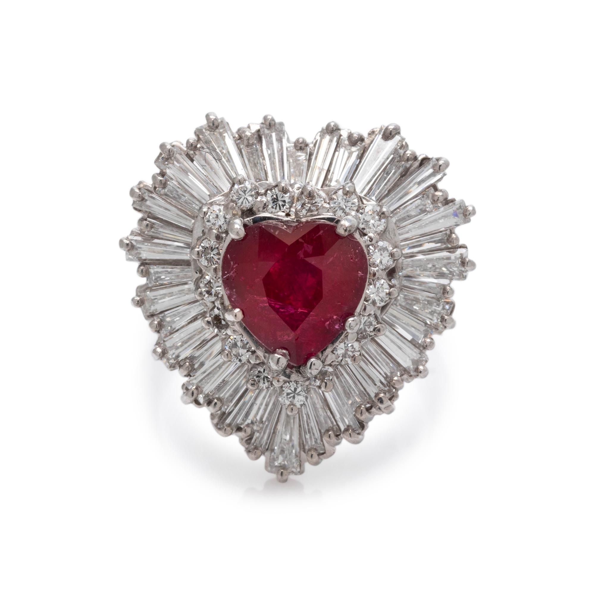 GLASS FILLED RUBY AND DIAMOND RING
