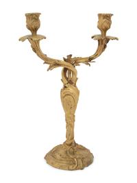 A Louis XV Style Gilt Bronze Two-Light Candelabrum