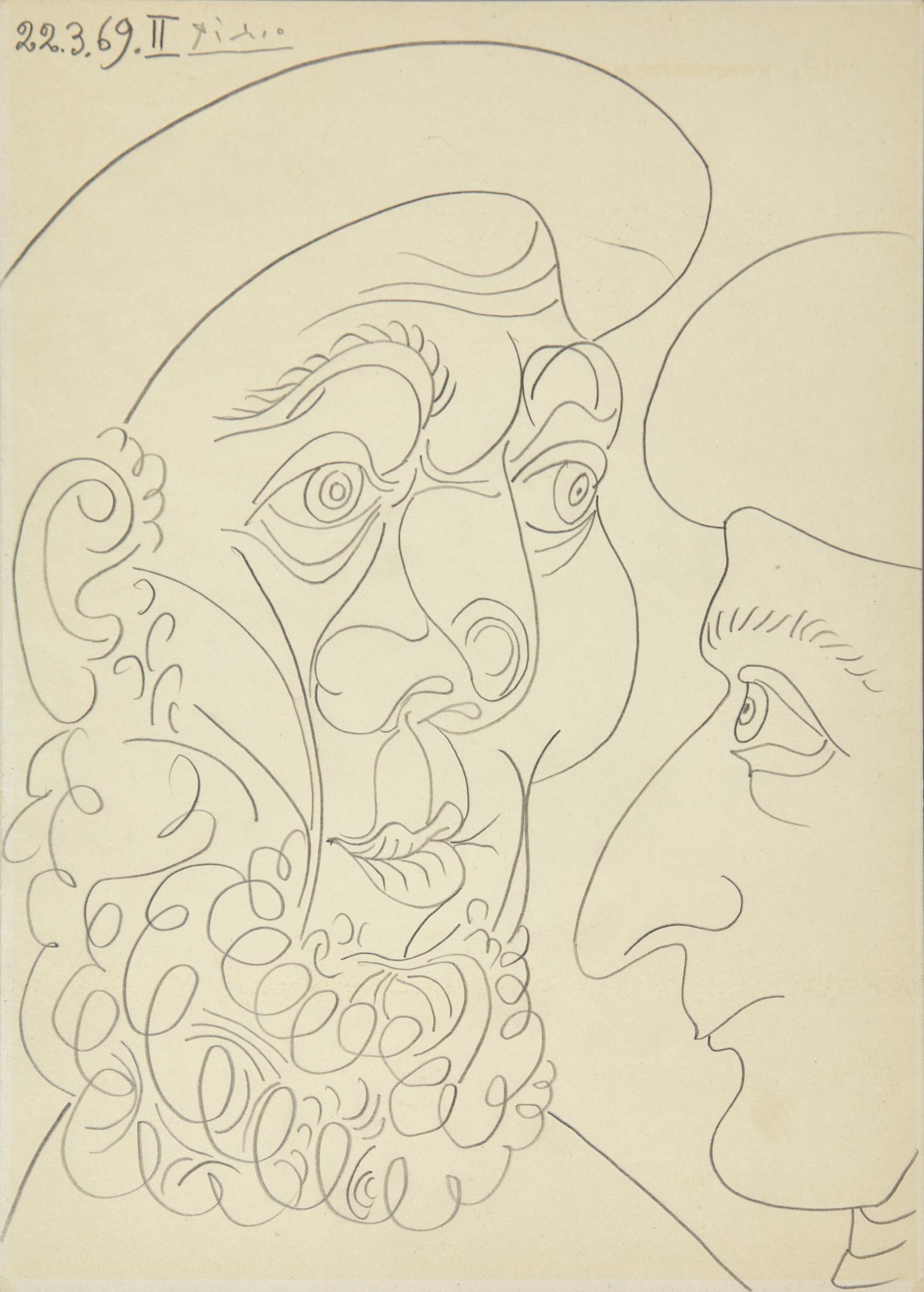 Tête d'Homme (with Deux Têtes verso), 1969 | A Double-Sided Drawing