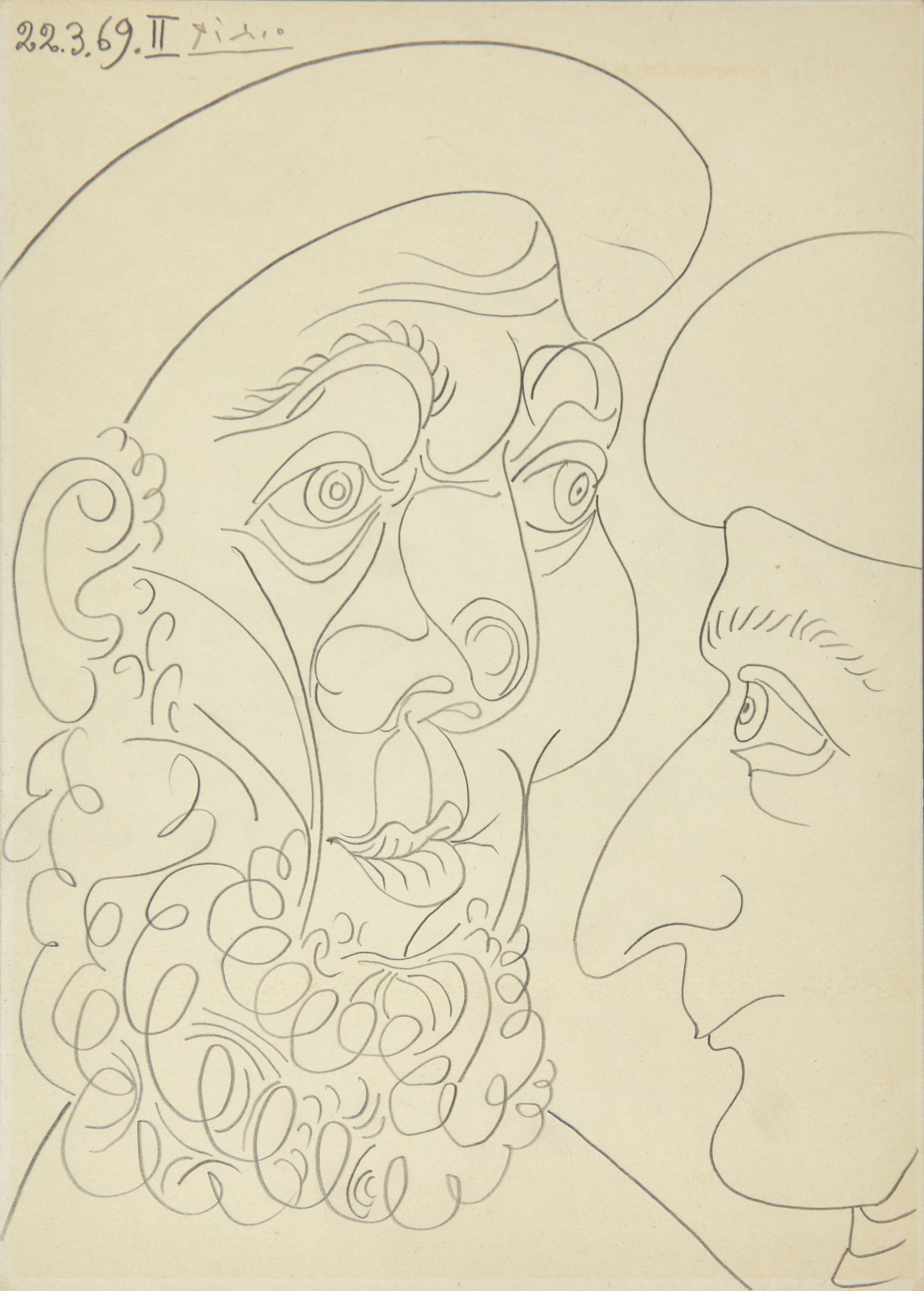 Tête d'Homme (with Deux Têtes verso), 1969 | A Double-Sided Drawing