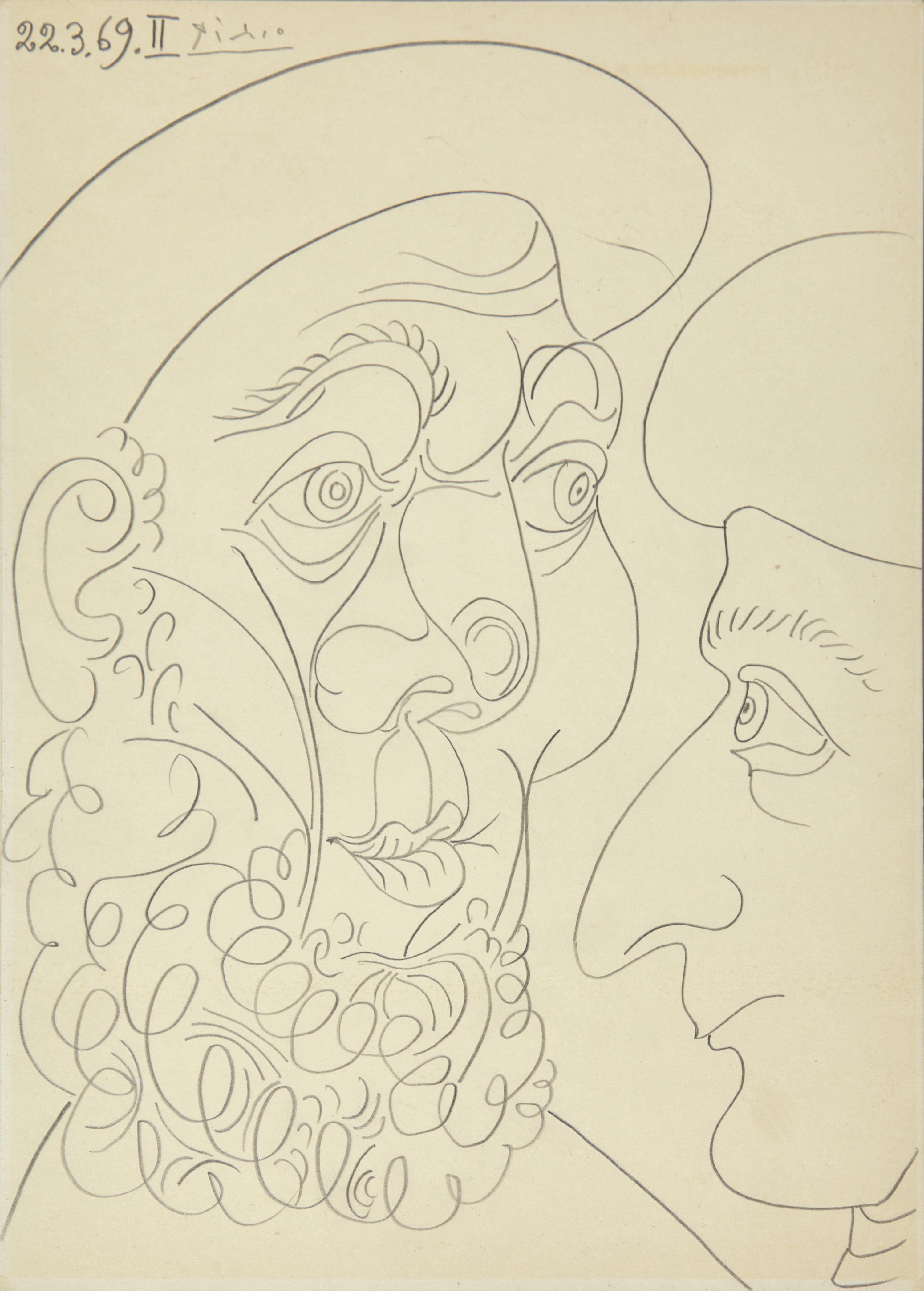 Tête d'Homme (with Deux Têtes verso), 1969 | A Double-Sided Drawing