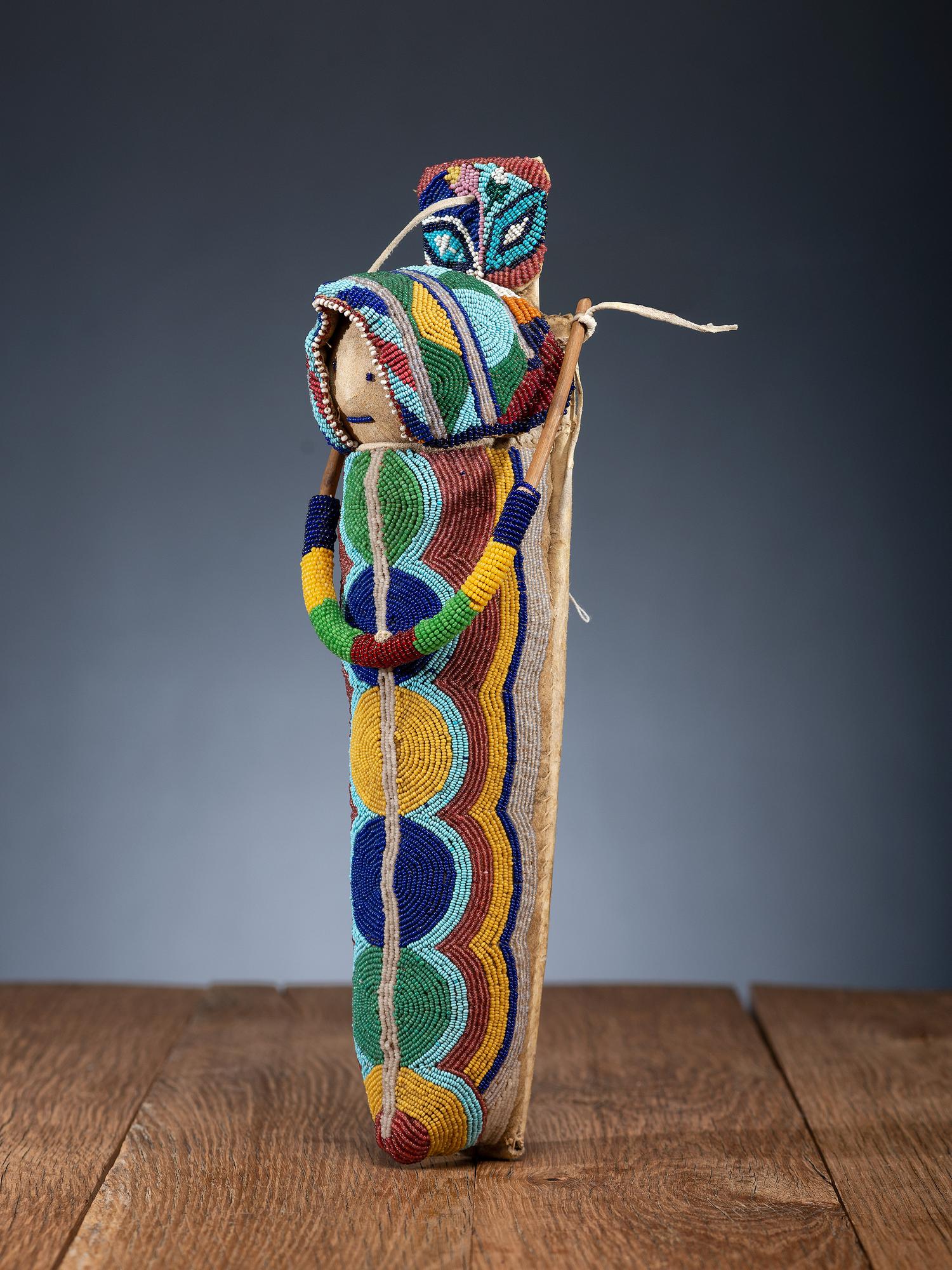 Umatilla Beaded Hide Doll Cradle