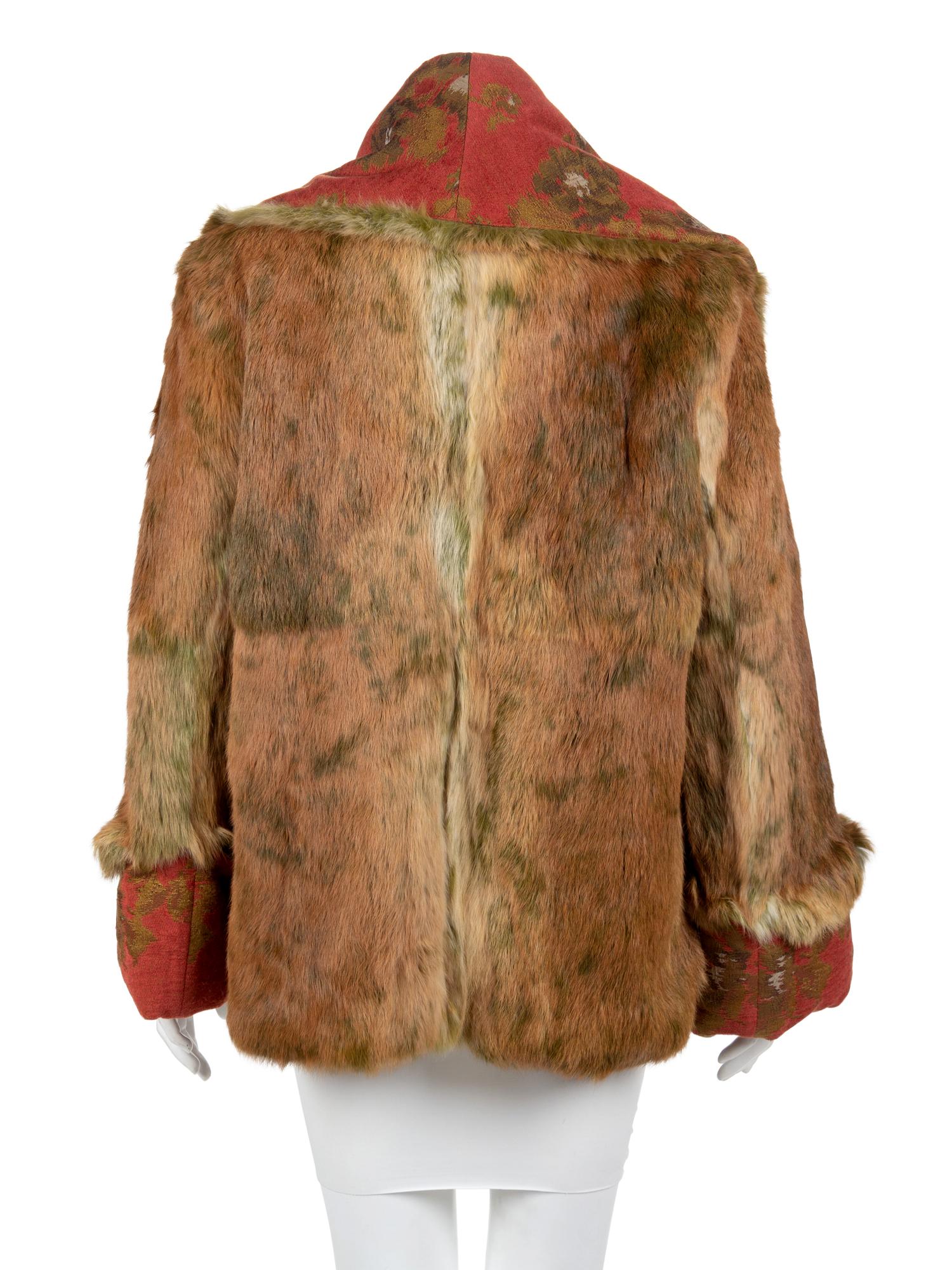 Reversible Tapestry Jacket with Rabbit Fur Shawl Collar, 1990's