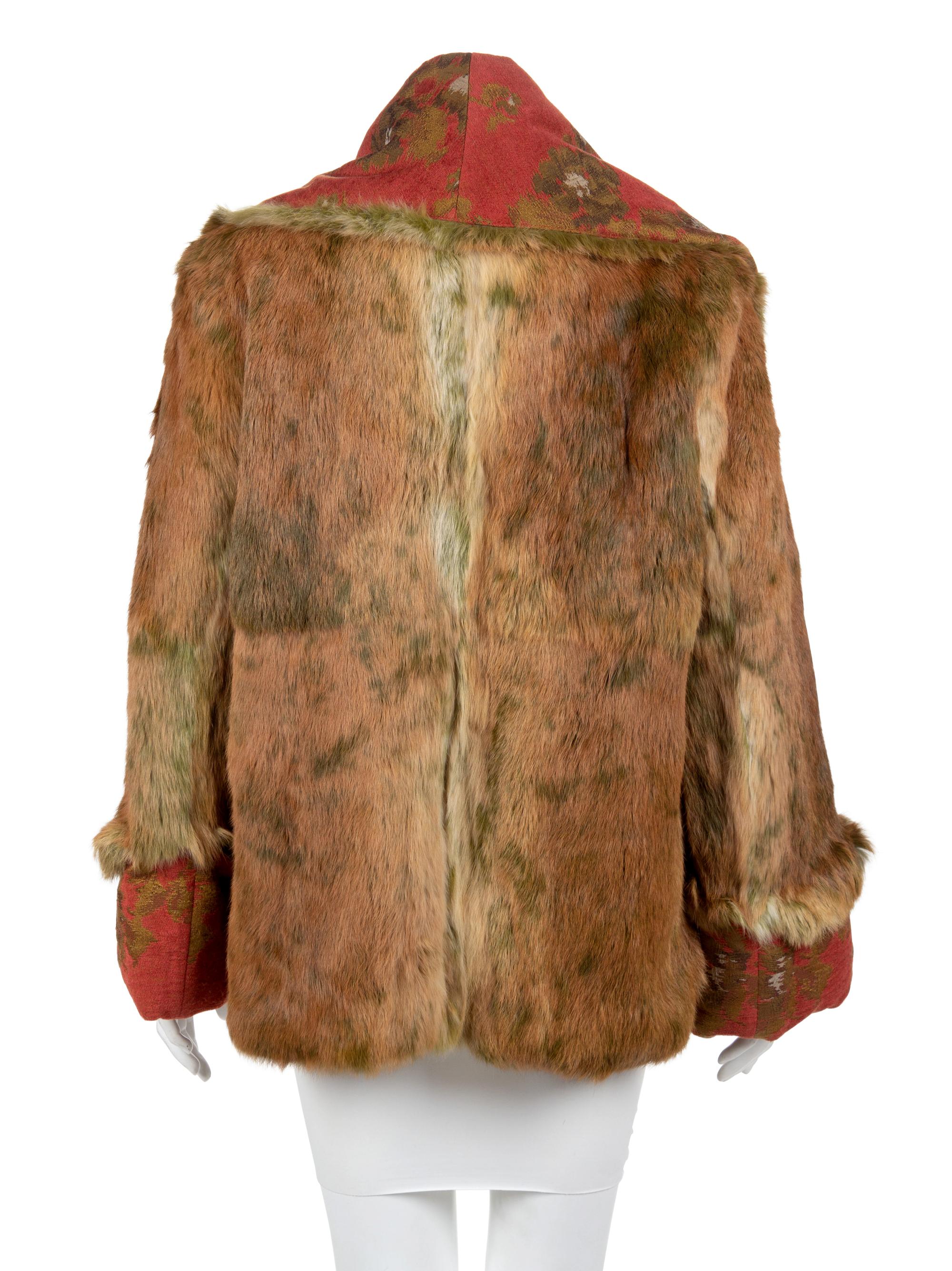 Reversible Tapestry Jacket with Rabbit Fur Shawl Collar, 1990's