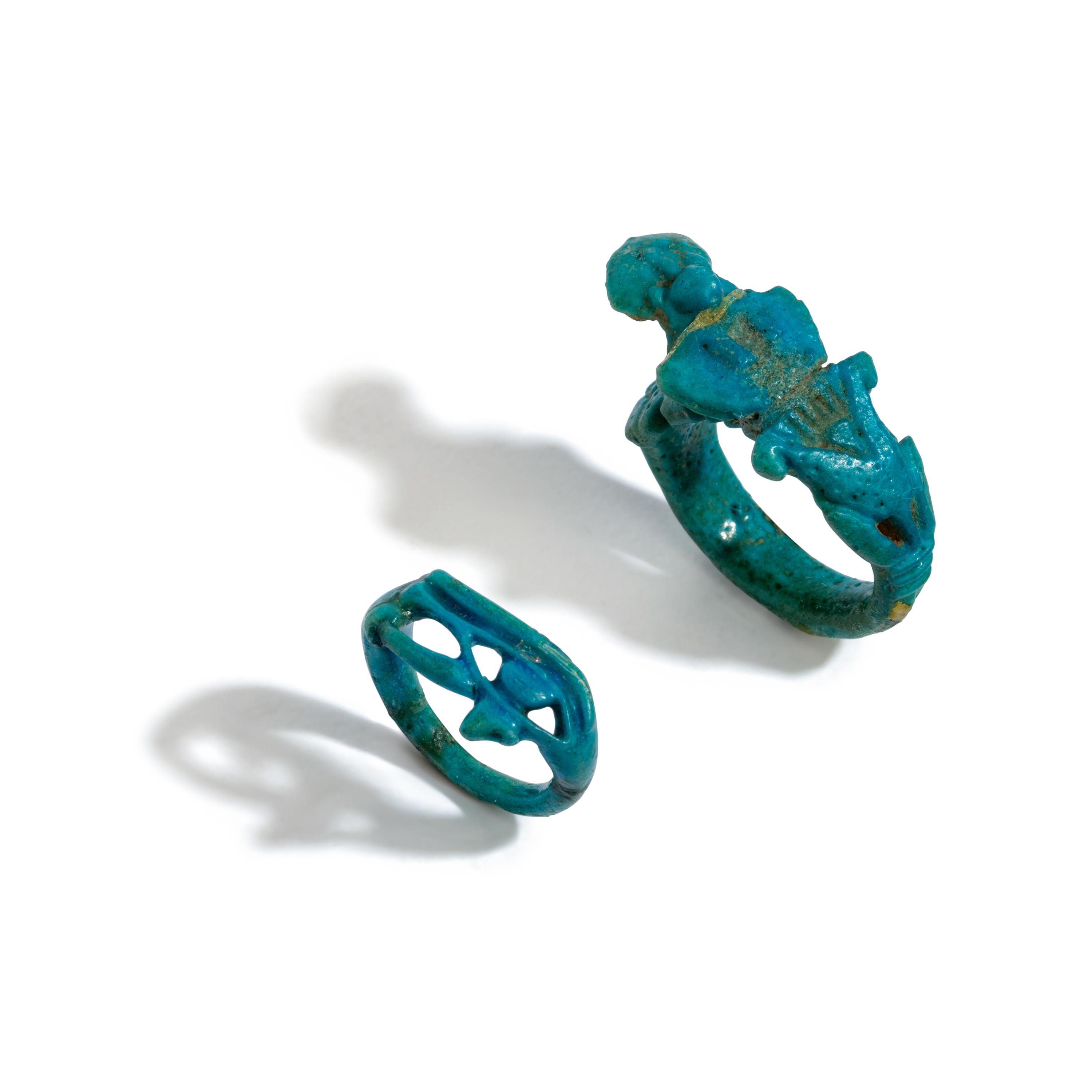 Two Egyptian Faience Rings