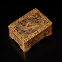 A small Komai, Kyoto gold-inlaid iron box 日本鉗金鐵盒 Meiji period ??