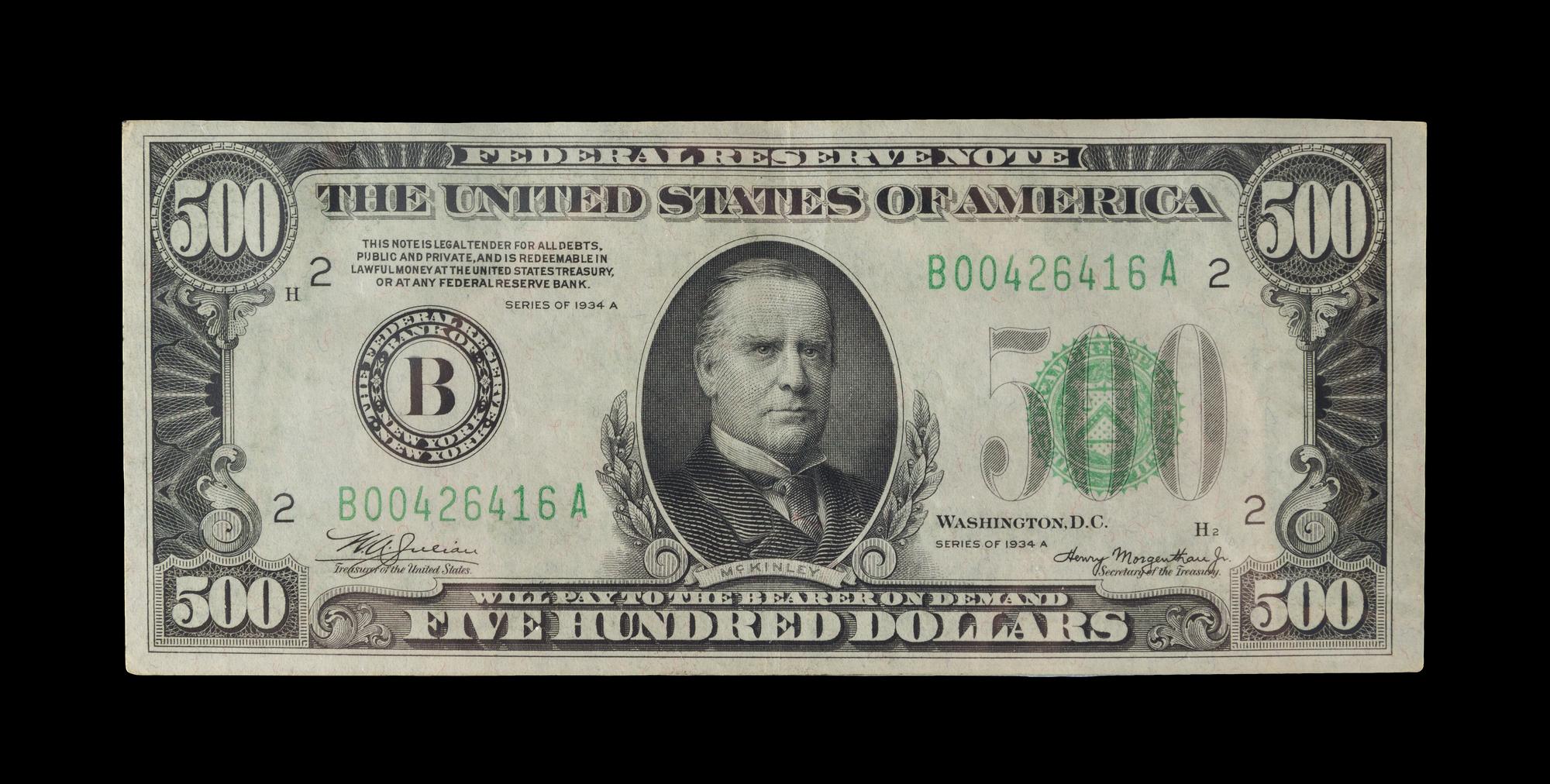 A United States 1934A-B $500 Mule Federal Reserve Note