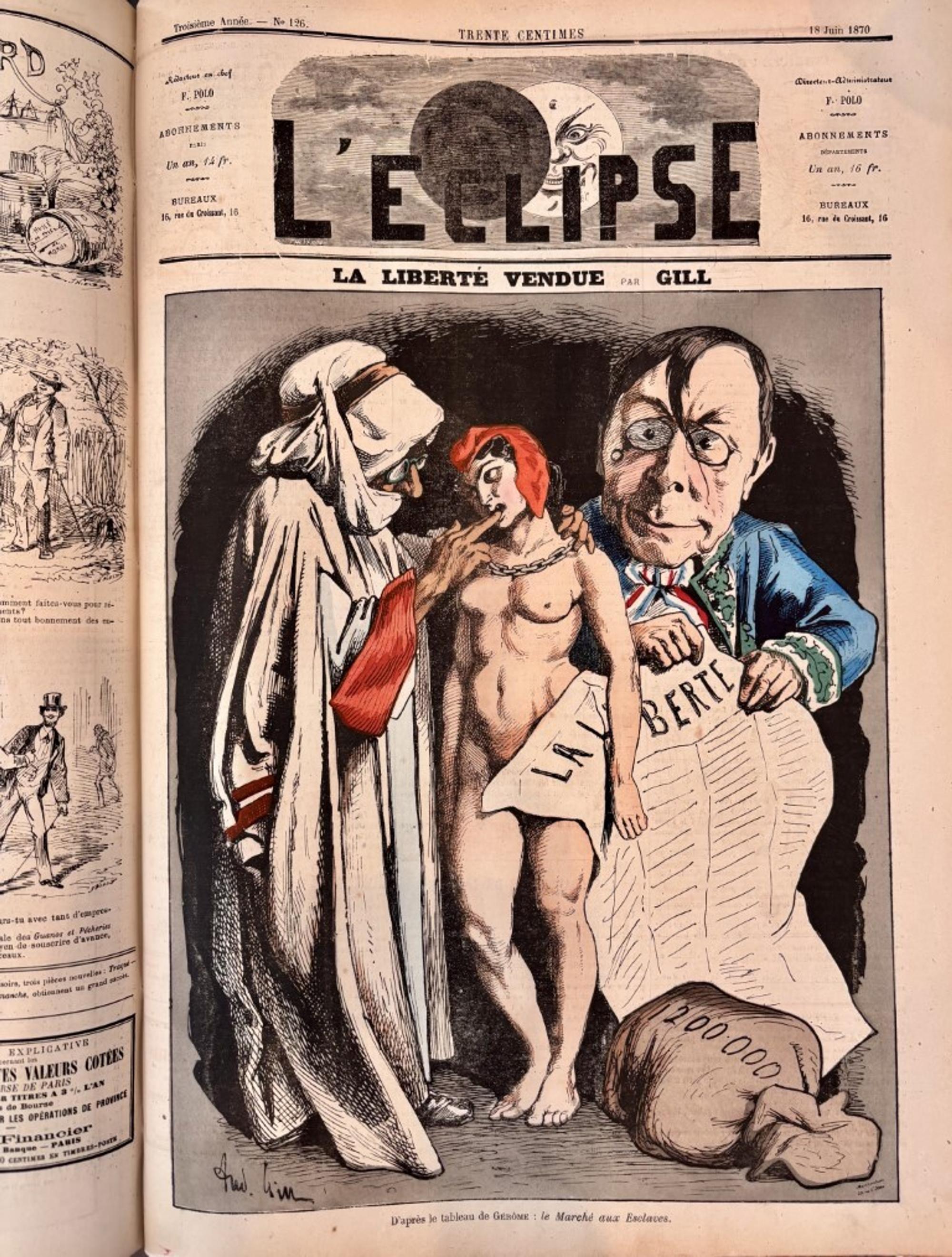 L'Eclipse Satirical Weekly Journal Bound in 3 Folios, Illustrations by Andre Gill