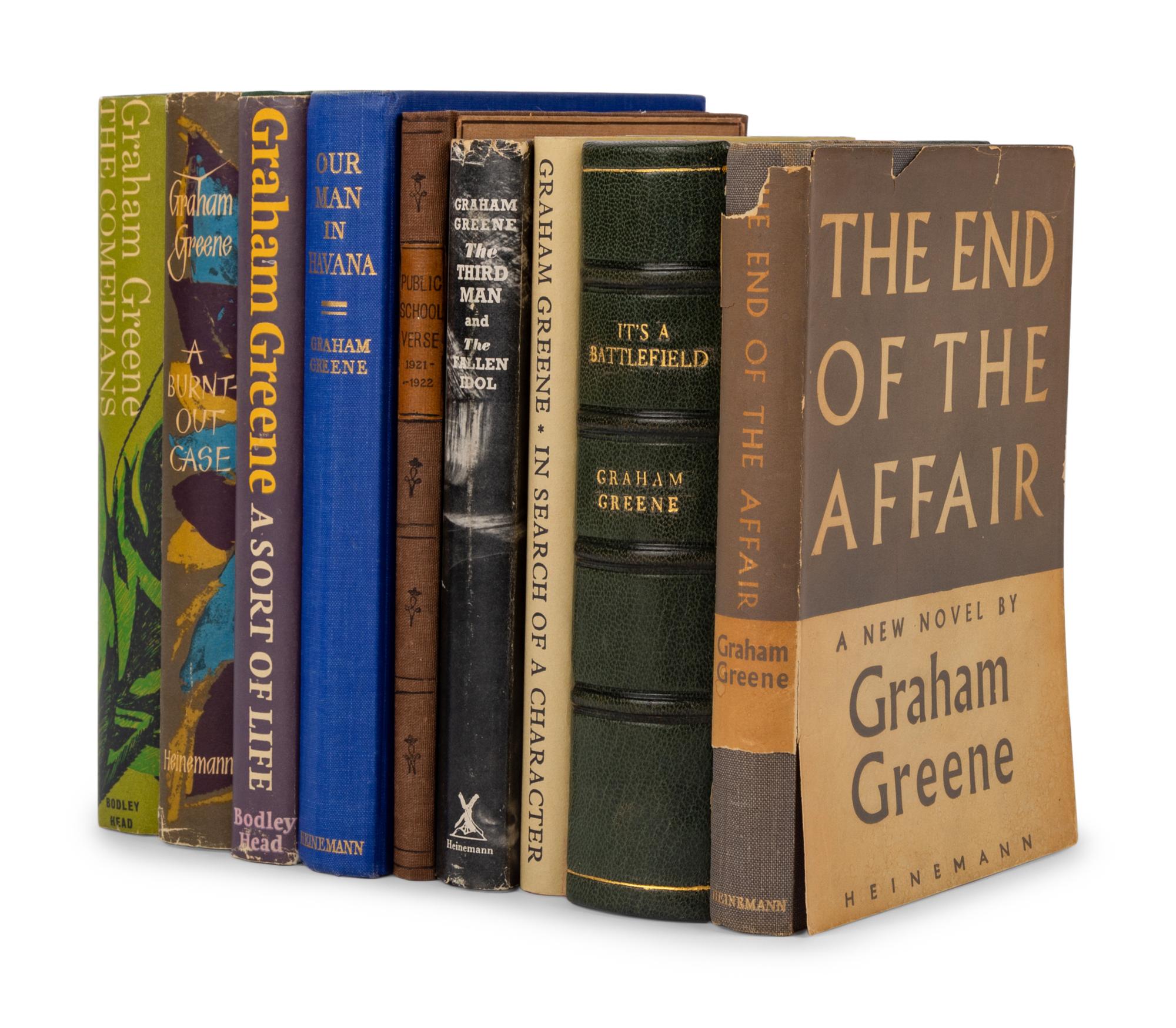 GREENE, Graham (1904-1991). A group of 12 works, including signed limited editions, including: