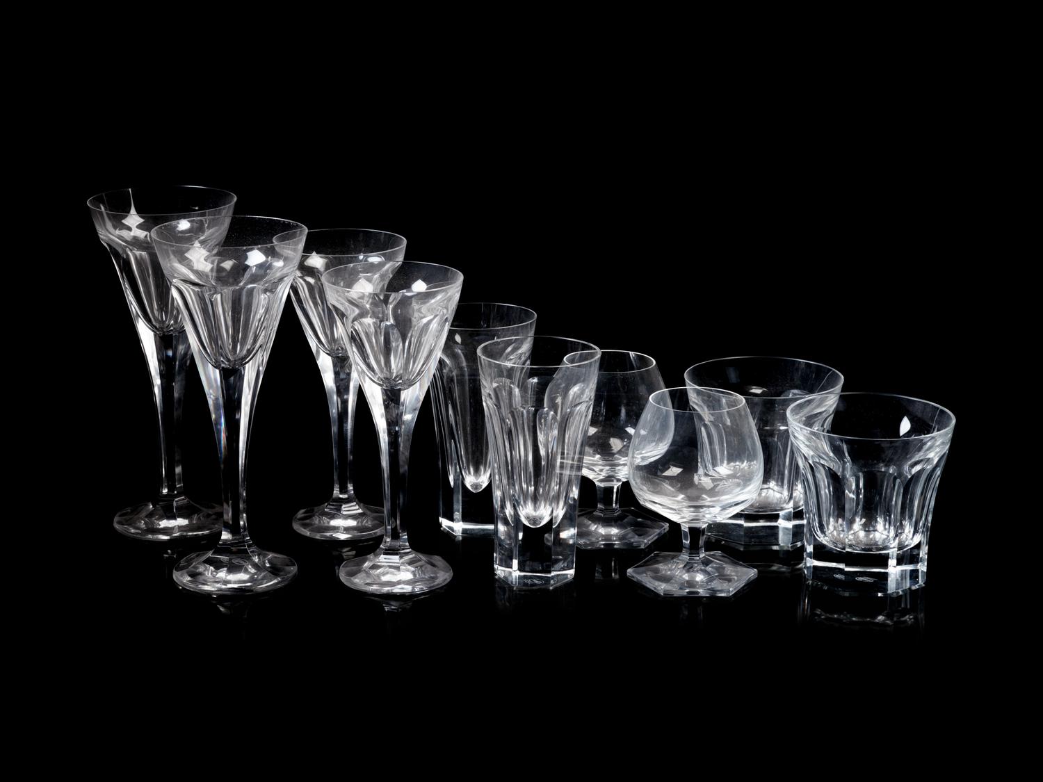 A Collection of Moser Cut Glass Stemware