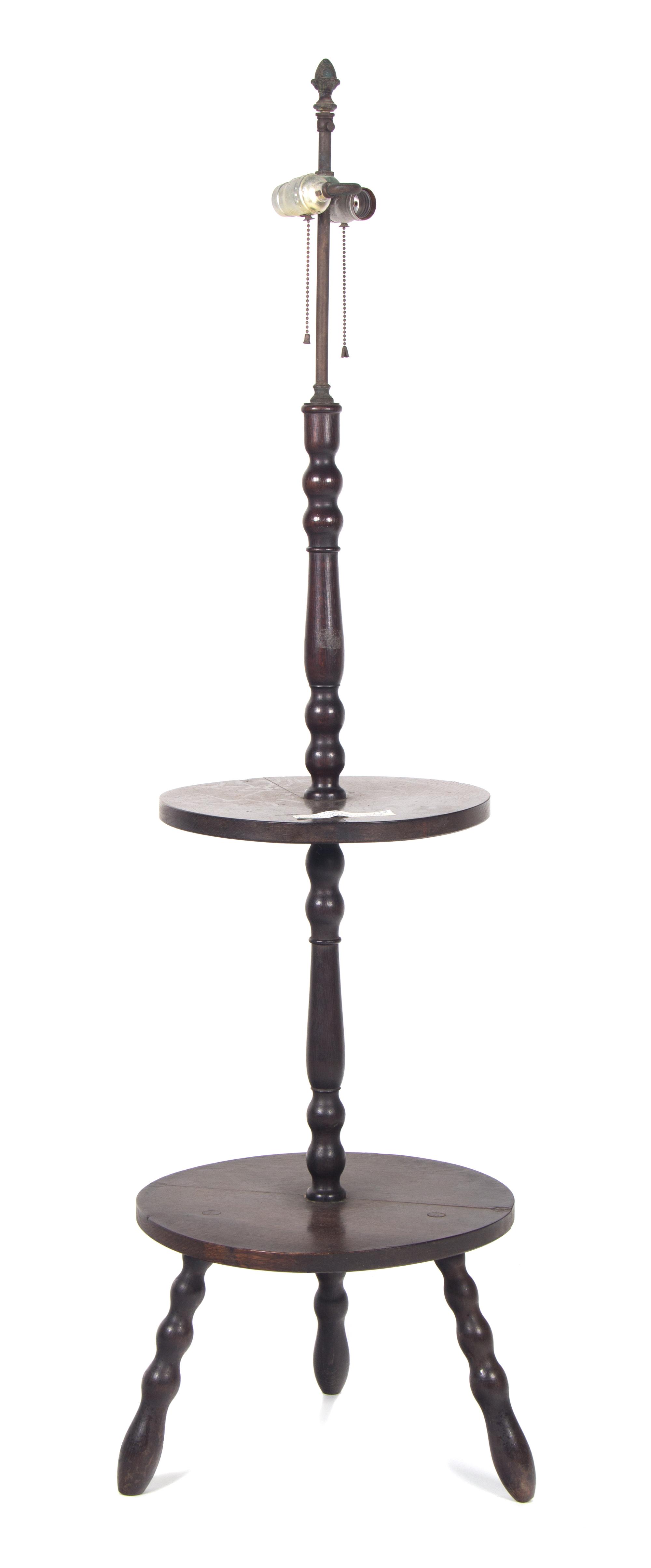 A Wooden Floor lamp Height overall 57 inches.