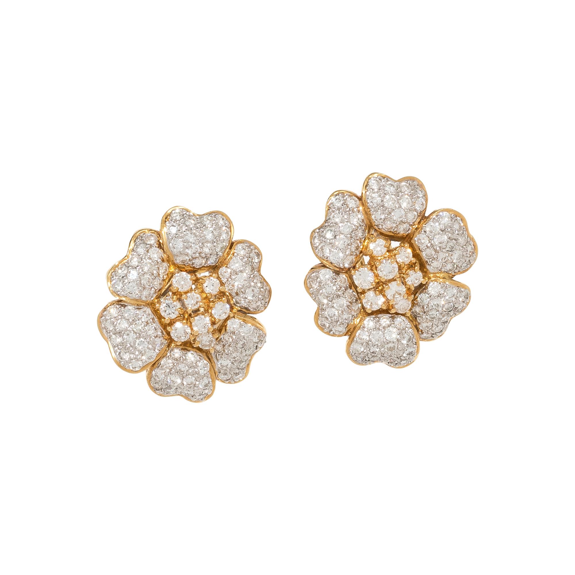 DIAMOND FLOWER EARCLIPS