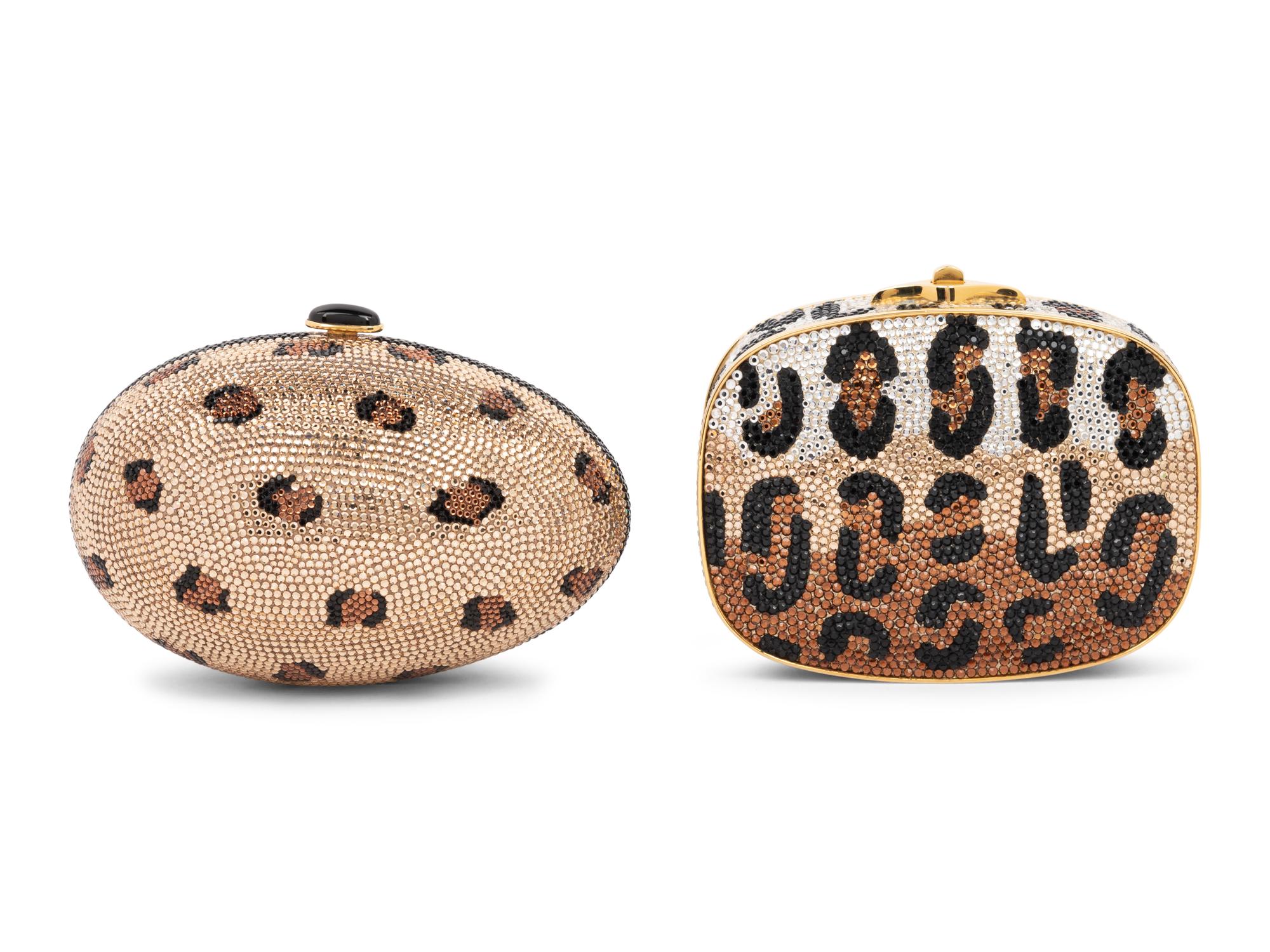 Two Judith Leiber Leopard Minaudières