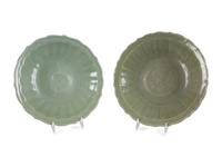 Two Longquan Celadon Glazed Porcelain Plates