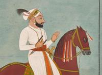Indian School, possibly Mewar, 18th/19th century, Mounted Prince with Attendants 印度畫 十八或十九世紀