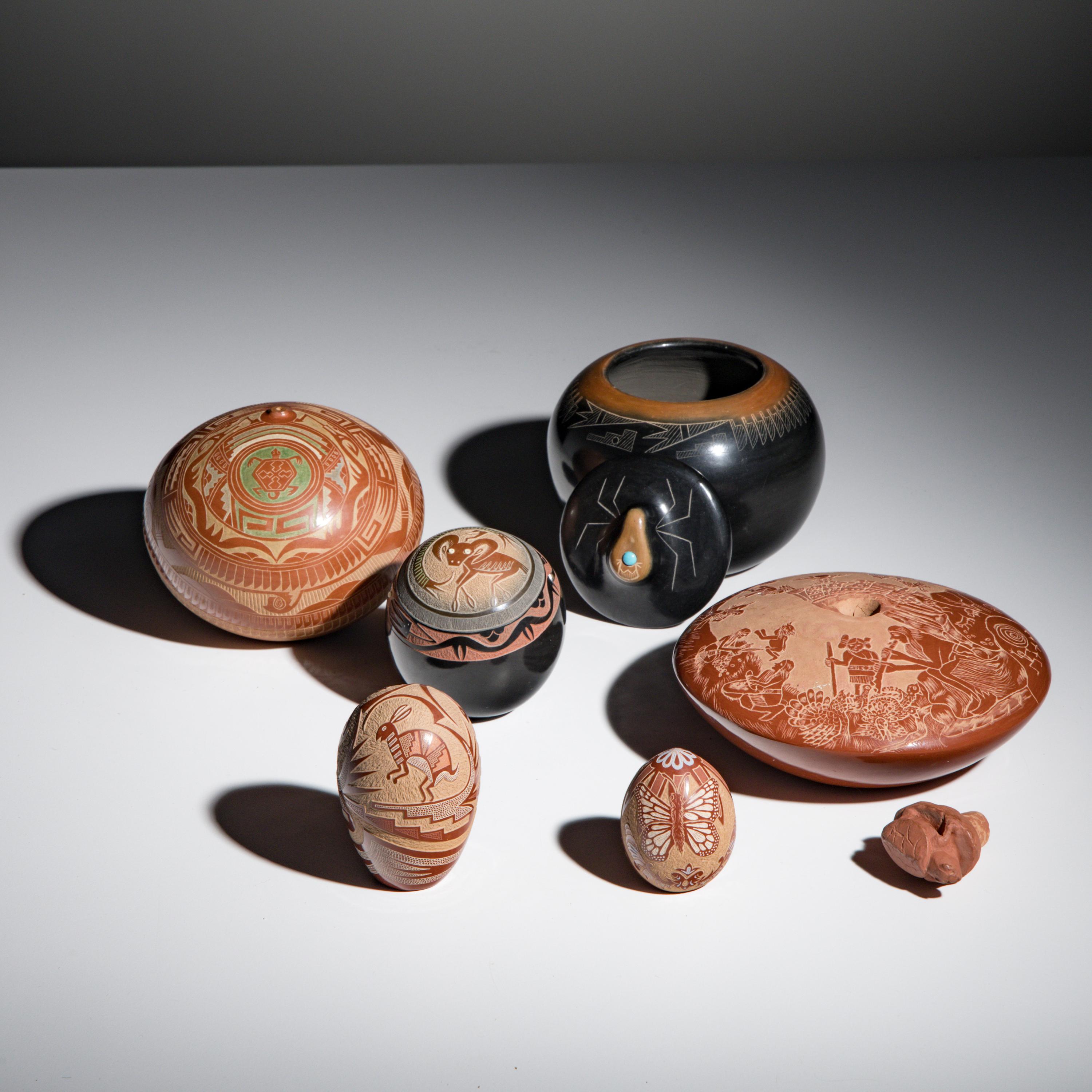 Collection of Miniature Santa Clara and San Ildefonso Sgraffito Pottery