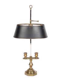 A French Brass and Tôle Two-Light Bouillotte Lamp